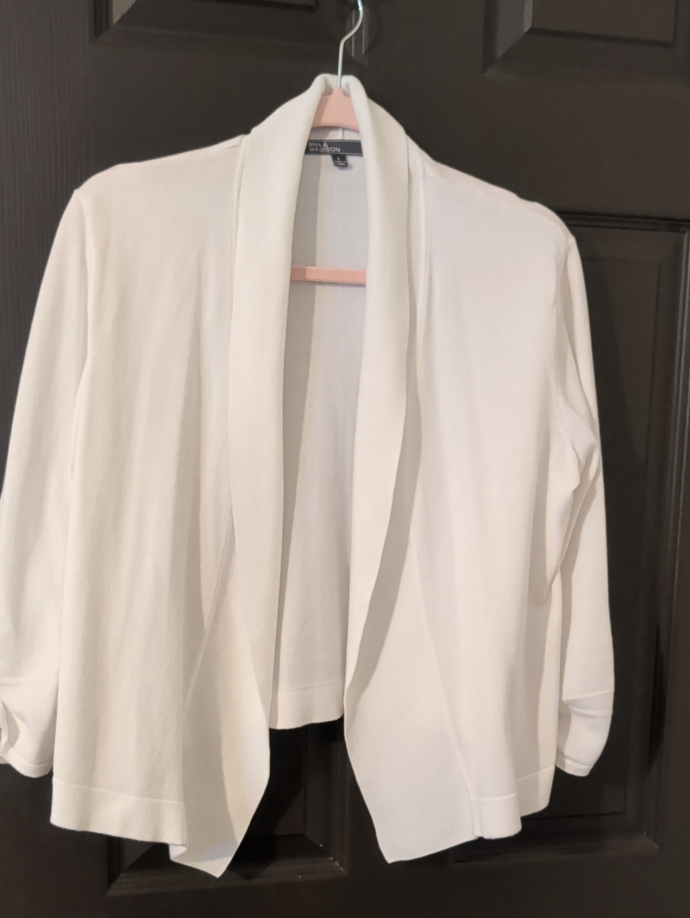 89th & Madison White Open-Front Draped Cardigan
